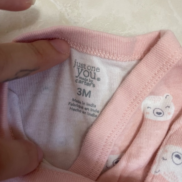 537. Carter's Pink Bear Print Long Sleeve Shirt Size 3 months - Picture 2 of 2